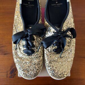 Keds for Kate Spade gold Glitter shoes, size 9.5